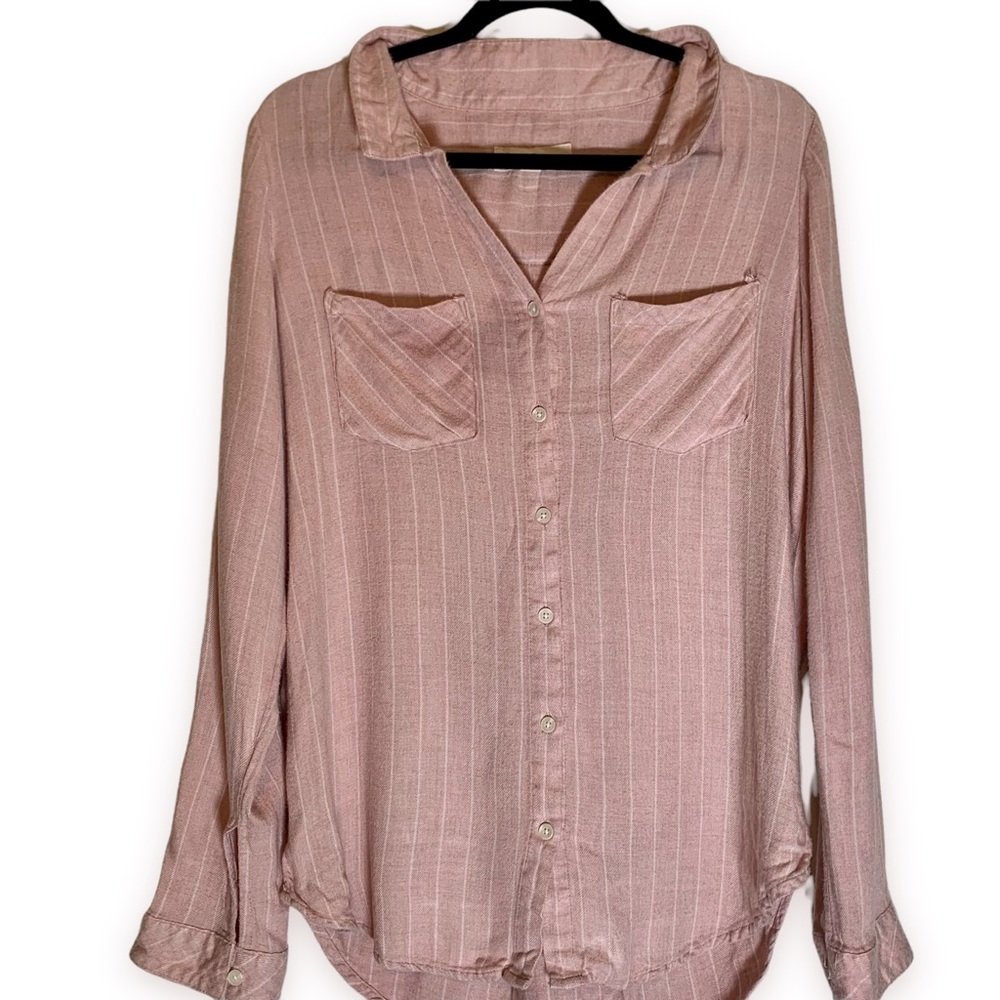 Thread & Supply Button Down Long Sleeve Fanel Top